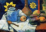 Fruit Canvas Paintings - Still Life with Teapot and Fruit